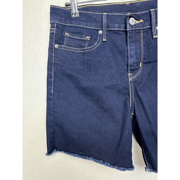 Levi's Women's Dark Wash Blue Denim Cutoff Stretch Shorts Size 28 Button Fly - Picture 3 of 12